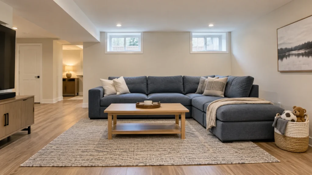 Finished basement living space